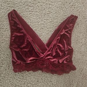Auden Womens Velvet Plunge Bralette Unlined